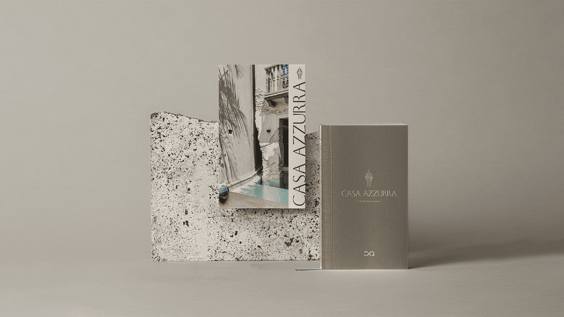 Casa Azzurra jewelry box, luxury gift packaging with textured surface and branding.