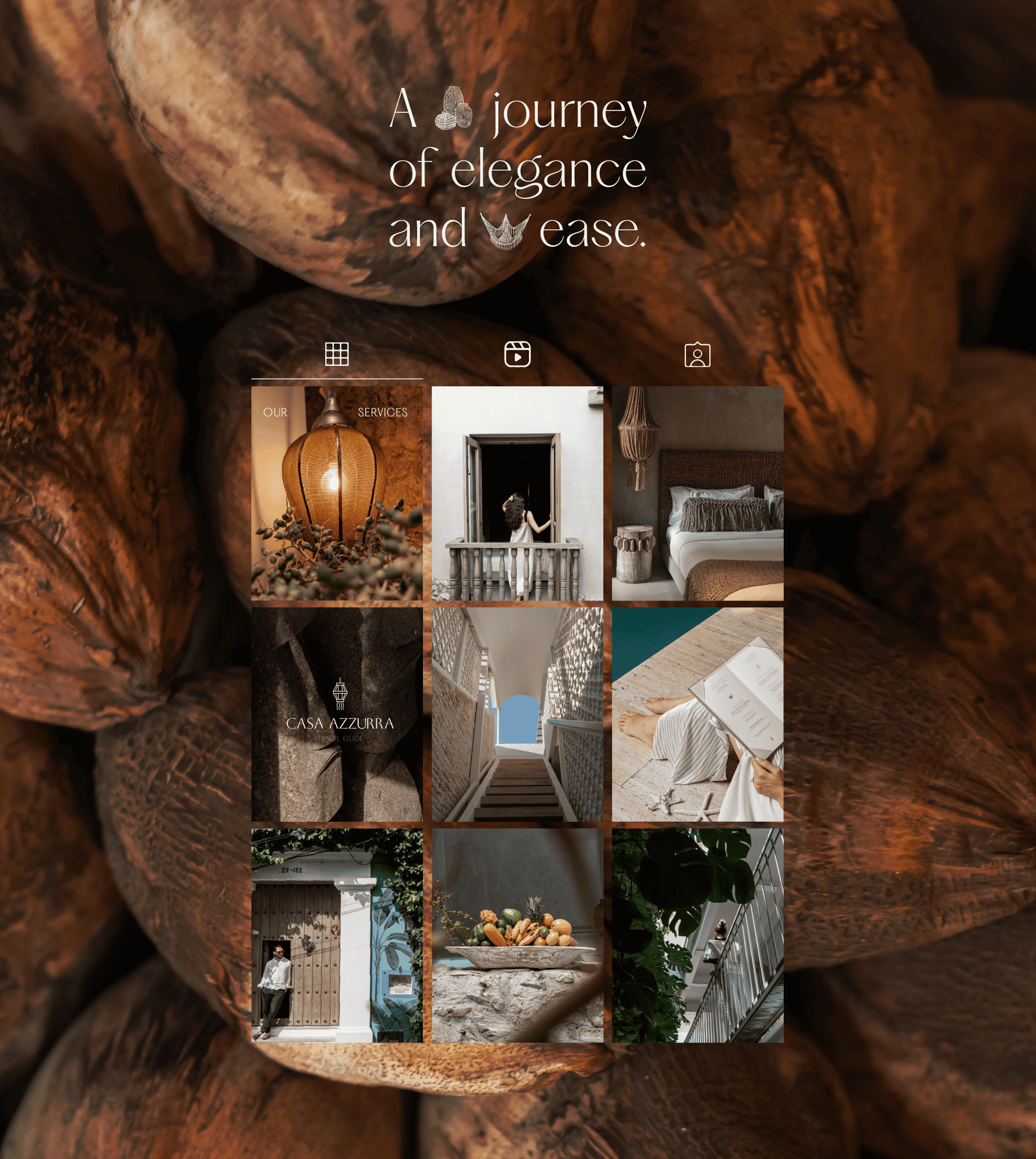 Collage of travel, luxury accommodations, and lifestyle images for Butiq World.