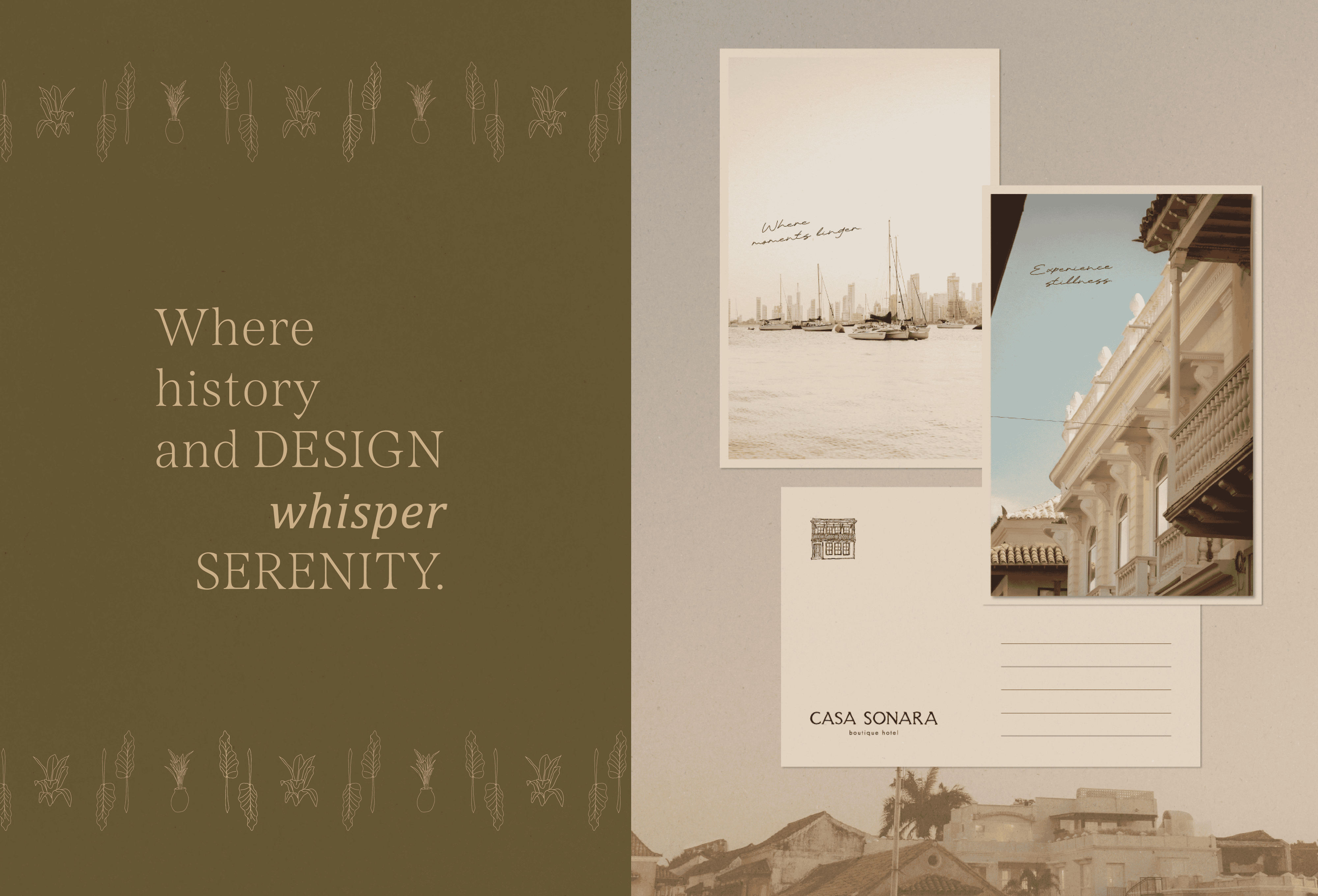 Vintage postcard set featuring coastal architecture and harbor scenes, perfect for travel and design.