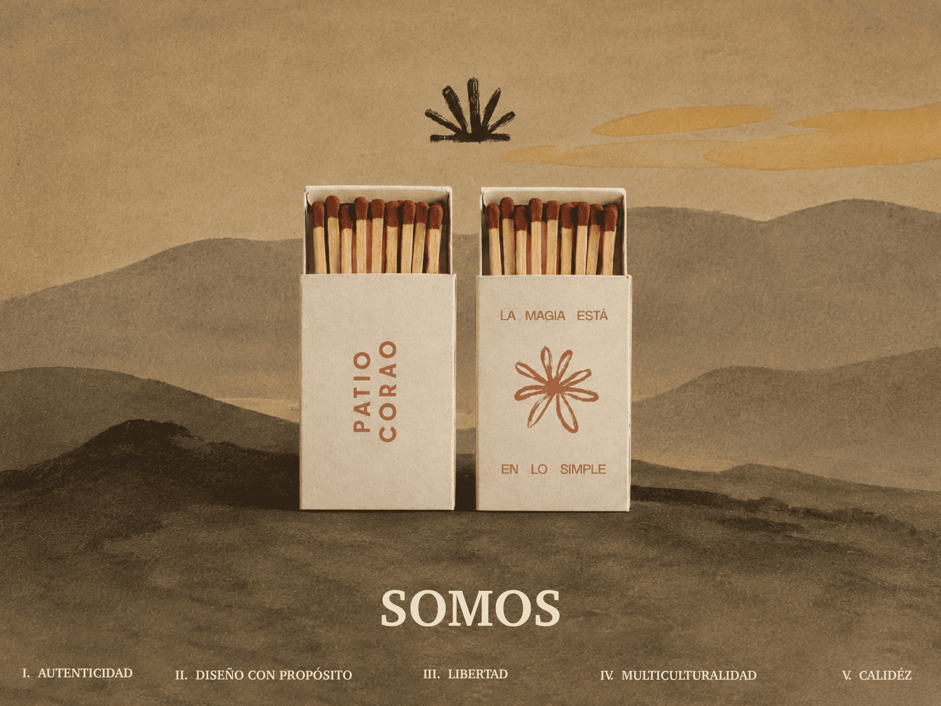 Two matchboxes with wooden matches on a textured background, representing authenticity and simplicit.