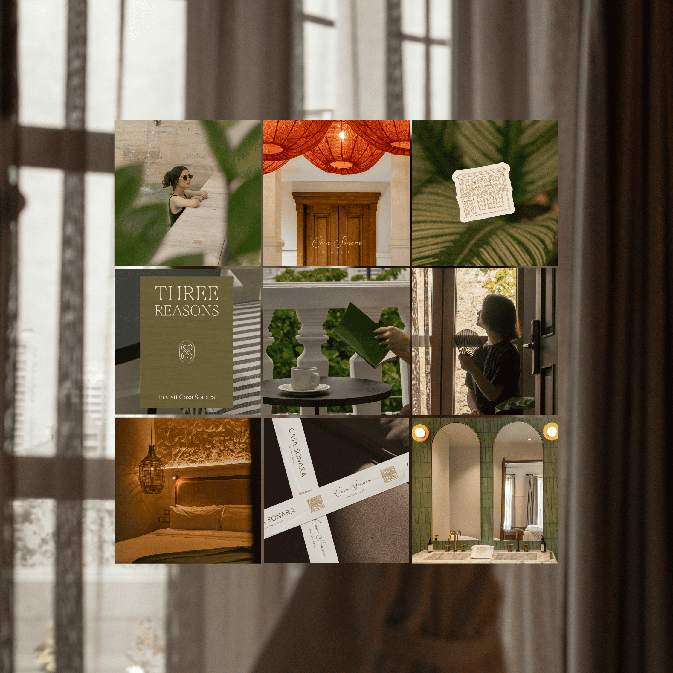 Boutique hotel interior with cozy rooms, stylish decor, and relaxing ambiance at Casa Soma.