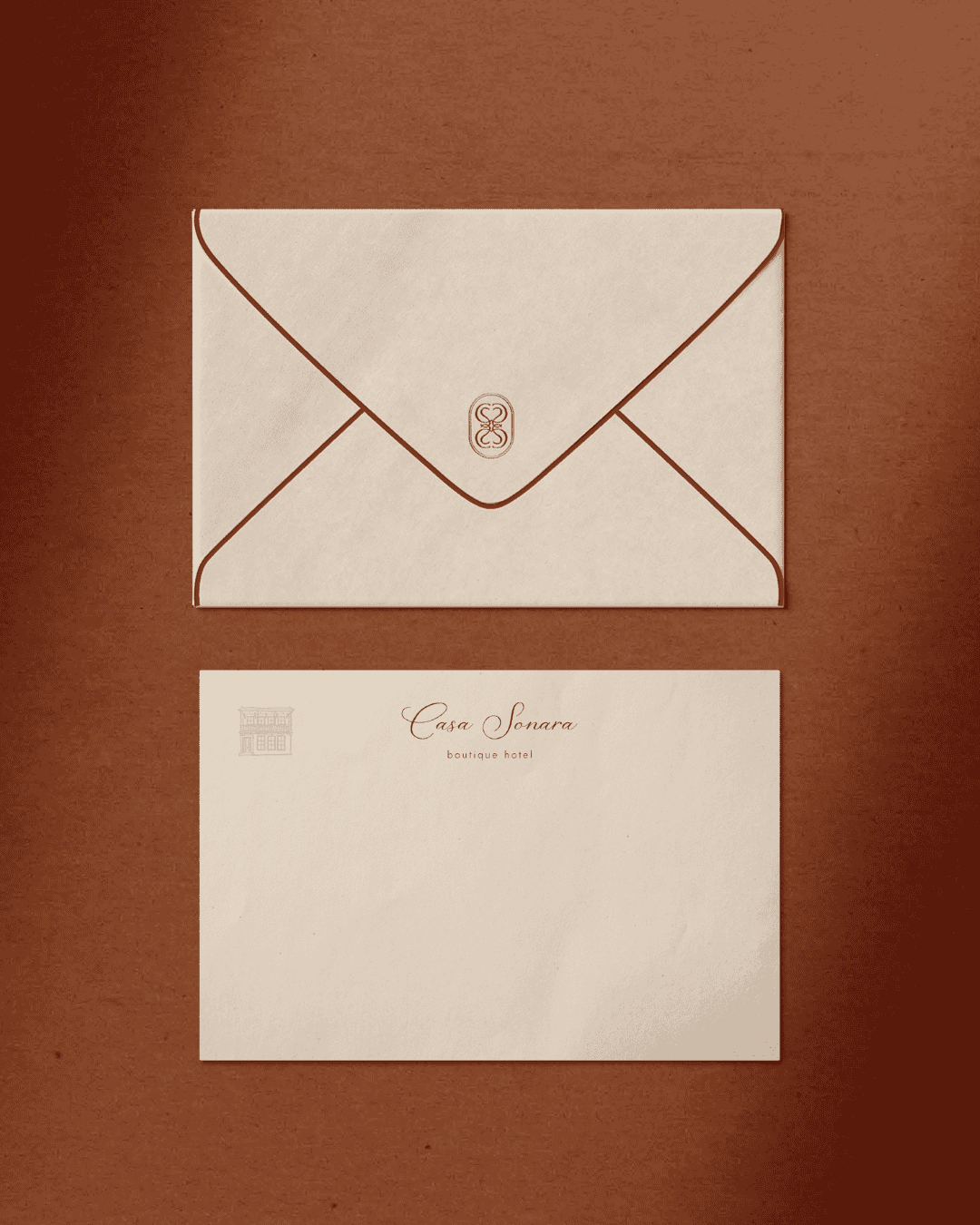 Sophisticated stationery with envelope and letter for personalized correspondence.